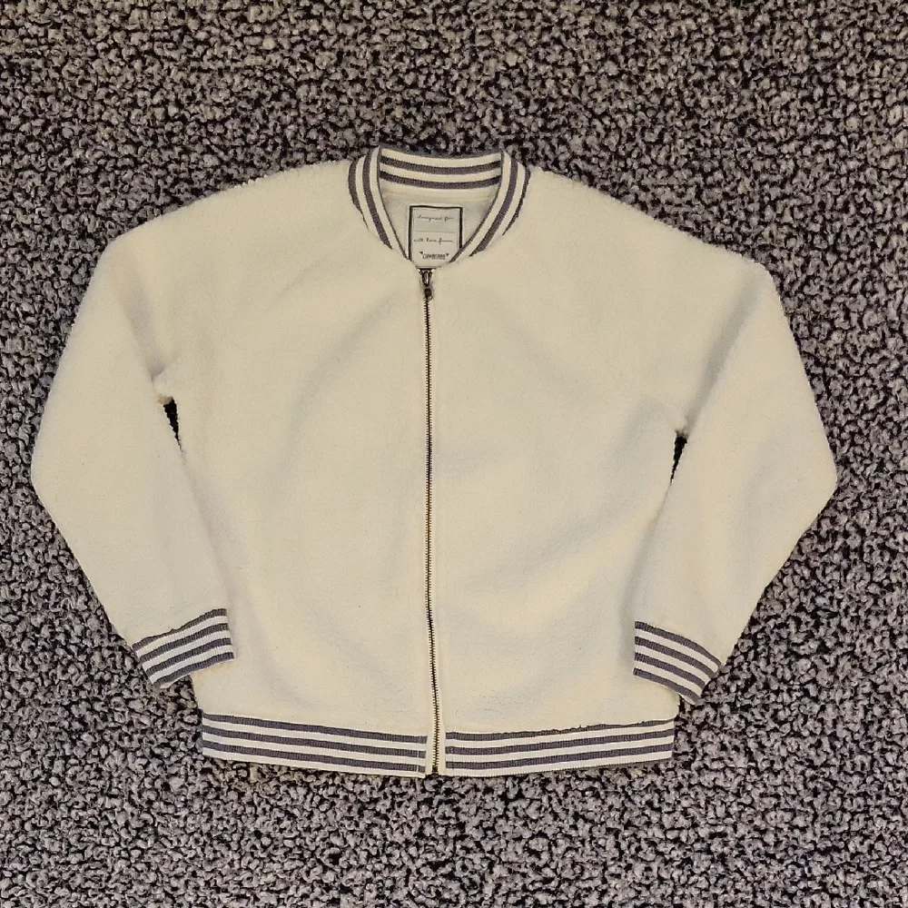 Gymboree White Sherpa Full Zip Bomber Style Jacket Girls Medium 7/8
